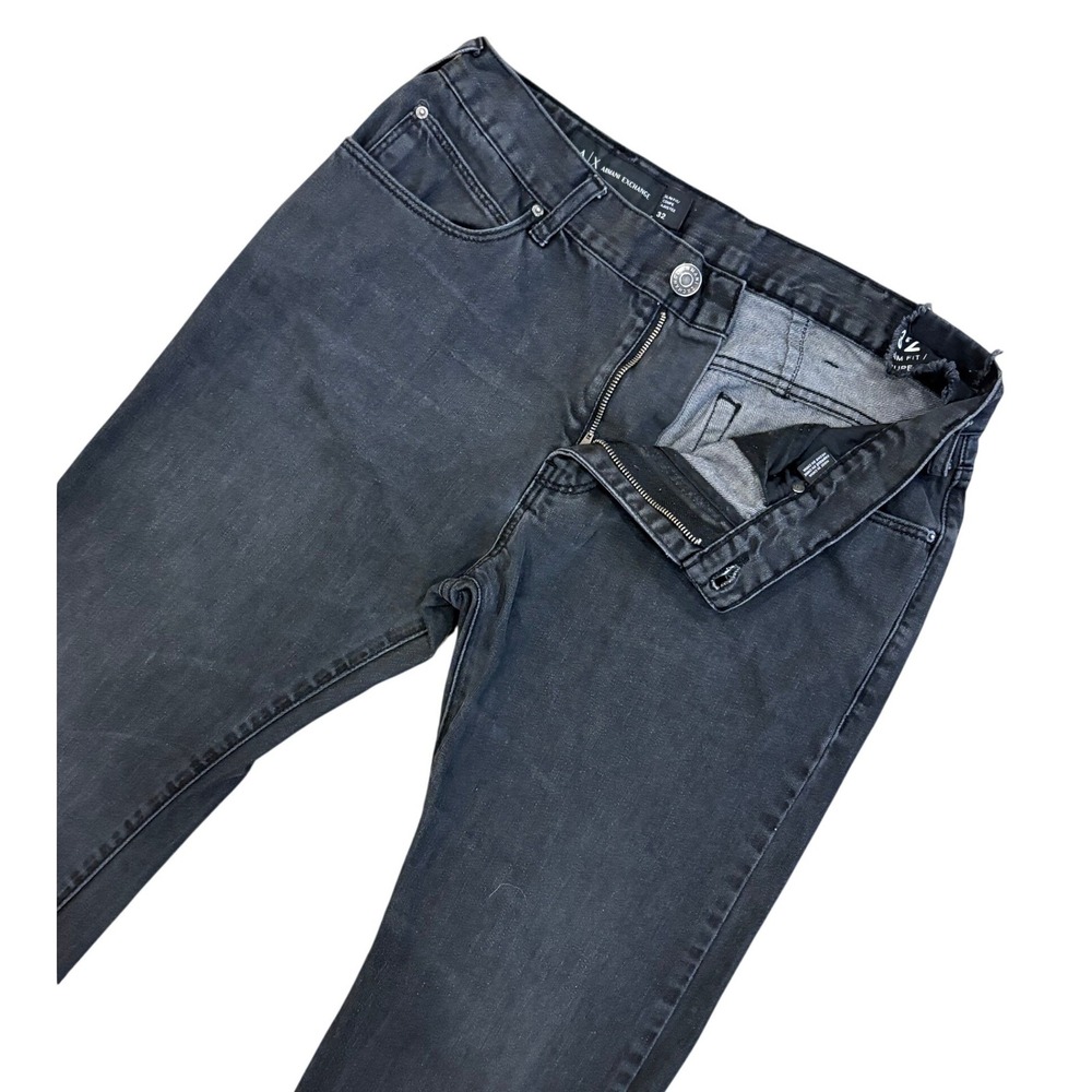 Armani Exchange Slim Fit Jeans Mens 32 Black Faded Denim 5-Pocket Cotton